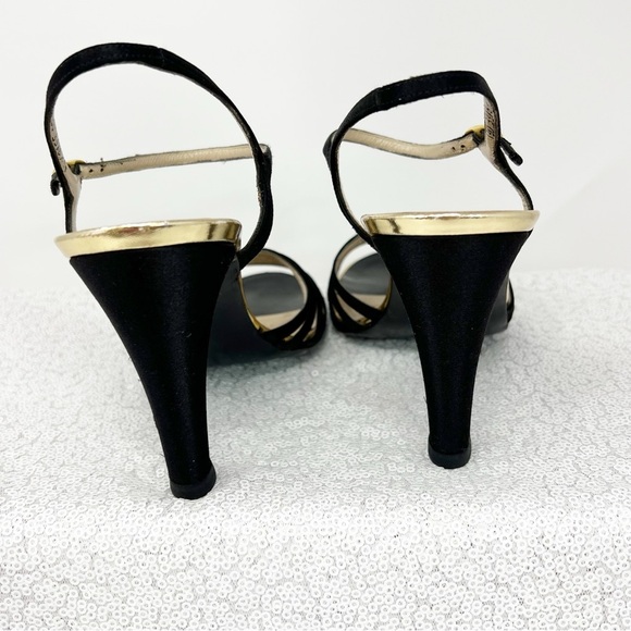 BRUNO MAGLI women black satin open toe evening shoes. - Picture 4 of 16